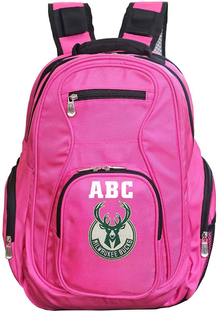 Milwaukee Bucks Pink Personalized Monogram Premium Backpack, Pink, Size NA