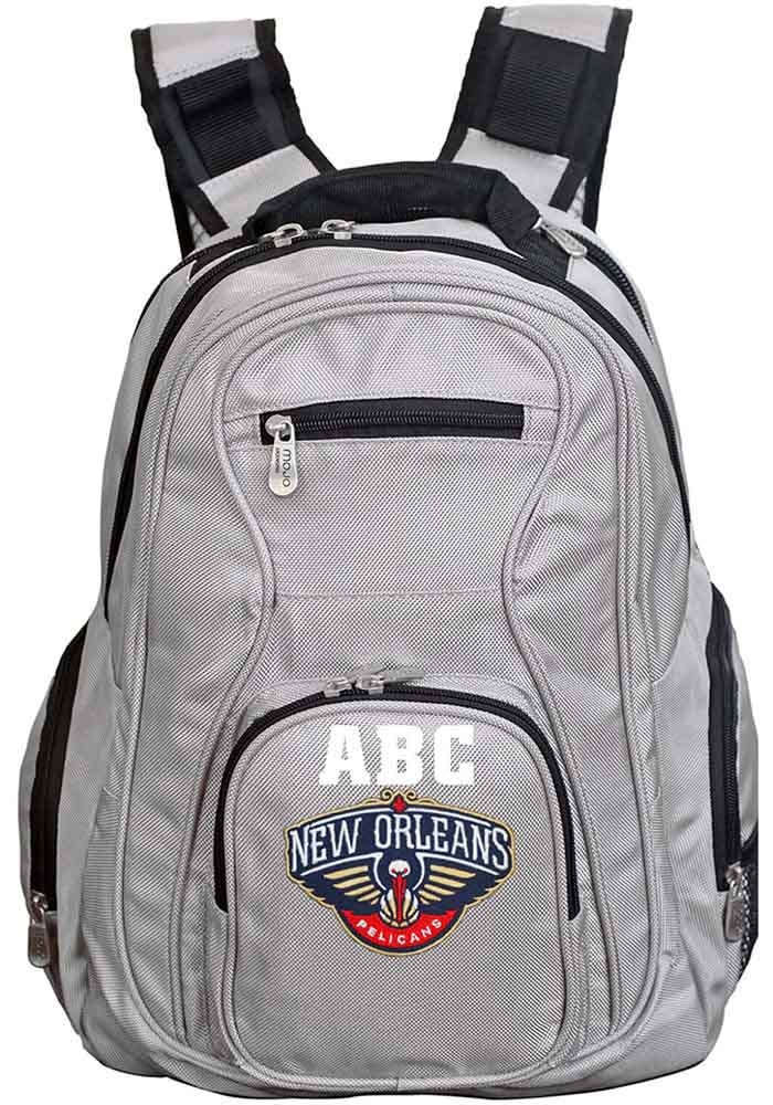 New Orleans Pelicans Grey Personalized Monogram Premium Backpack, Grey, Size NA