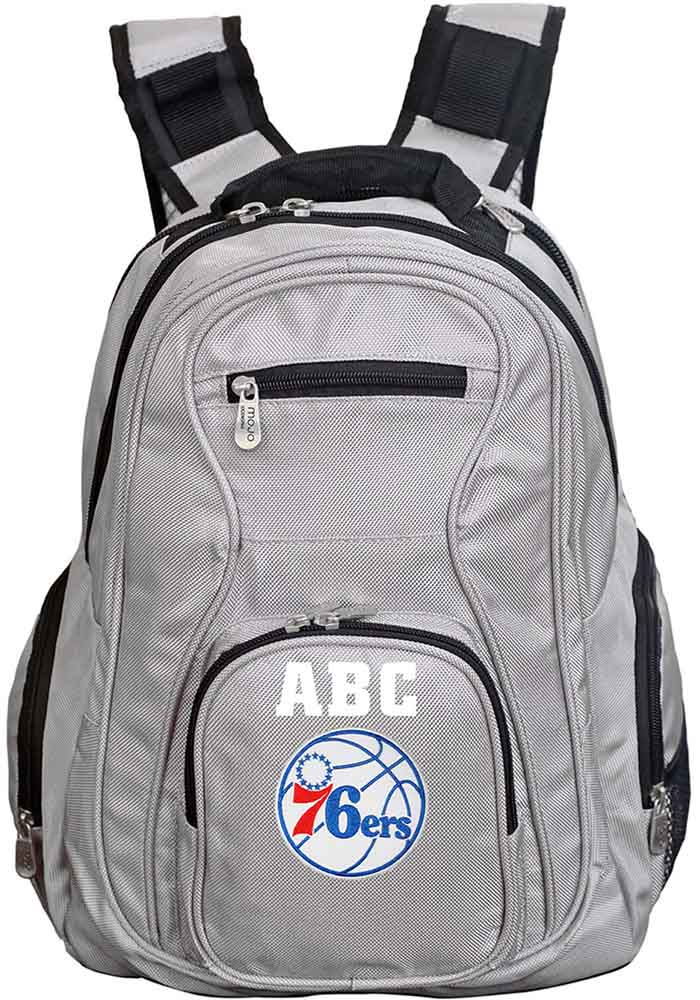 Philadelphia 76ers Grey Personalized Monogram Premium Backpack, Grey, Size NA