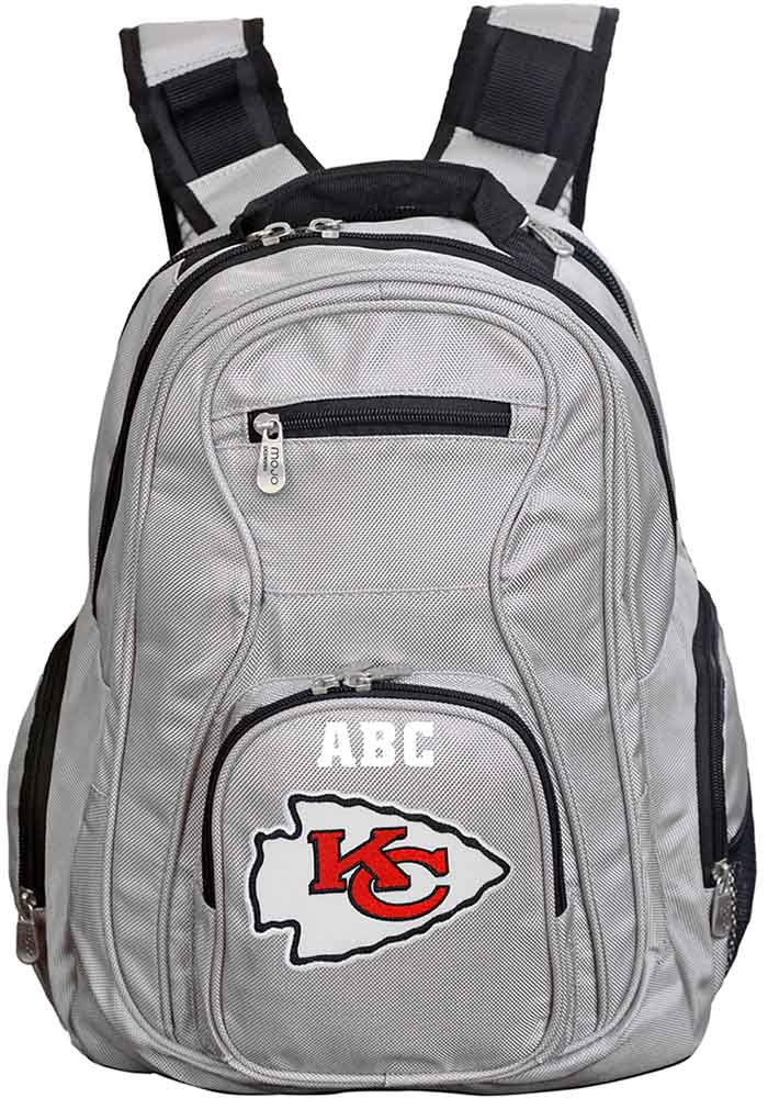 Kansas City Chiefs Grey Personalized Monogram Premium Backpack, Grey, Size NA