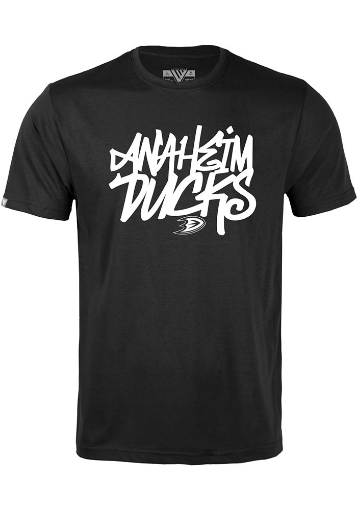 Levelwear Anaheim Ducks Youth Black Richmond Jr Short Sleeve T-Shirt, Black, 65% POLYESTER / 35% COTTON, Size XL