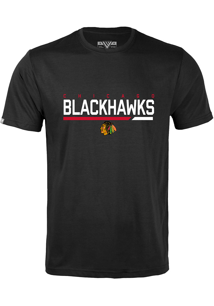 Levelwear Chicago Blackhawks Black Richmond Short Sleeve T Shirt, Black, 65% POLYESTER / 35% COTTON, Size L