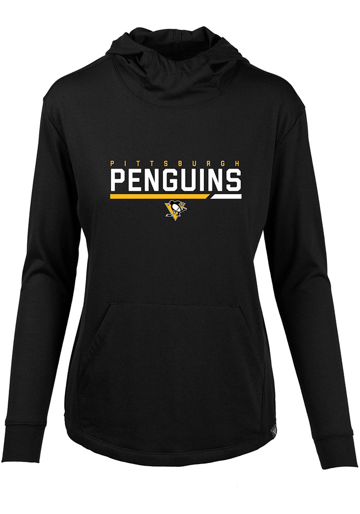 Levelwear Pittsburgh Penguins Womens Black Vivid Hooded Sweatshirt, Black, 65% POLYESTER / 35% COTTON, Size L