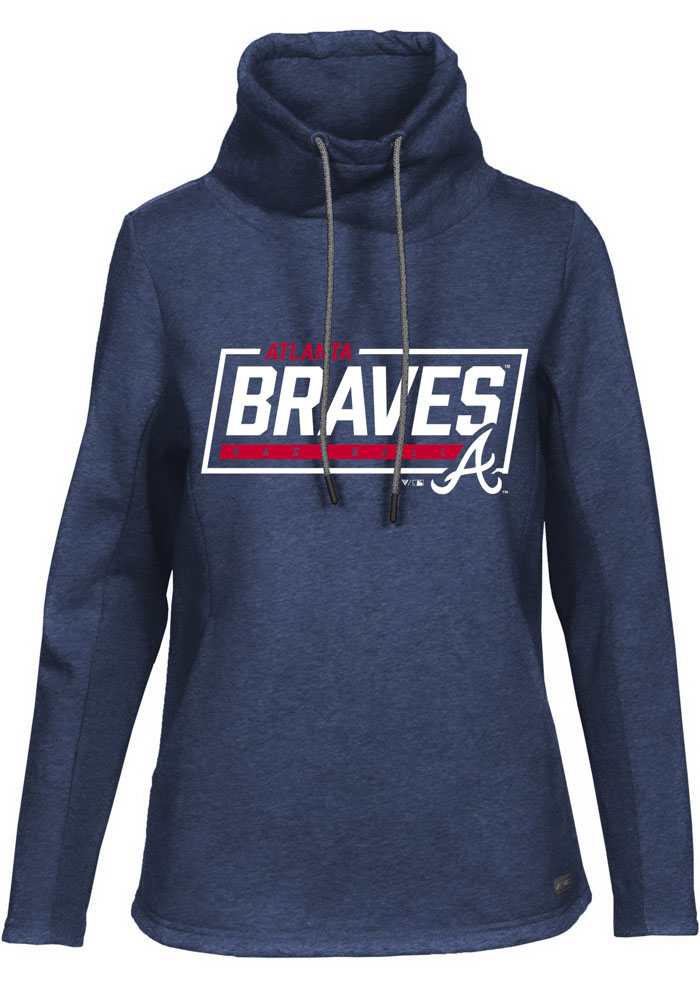 Levelwear Atlanta Braves Womens Navy Blue Loop Long Sleeve Pullover, Navy Blue, 80% COTTON / 20% POLYESTER, Size M