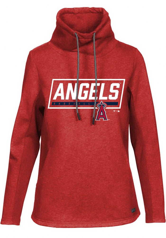 Levelwear Los Angeles Angels Womens Red Loop Long Sleeve Pullover, Red, 80% COTTON / 20% POLYESTER, Size XS