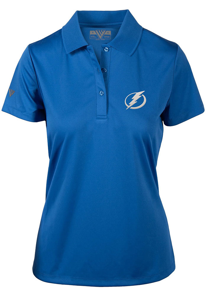 Levelwear Tampa Bay Lightning Womens Blue Lotus Short Sleeve Polo Shirt, Blue, 100% POLYESTER, Size M