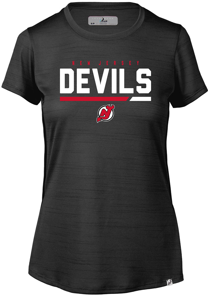 Levelwear New Jersey Devils Womens Black Lux SS Athleisure Tee, Black, 100% POLYESTER, Size XL