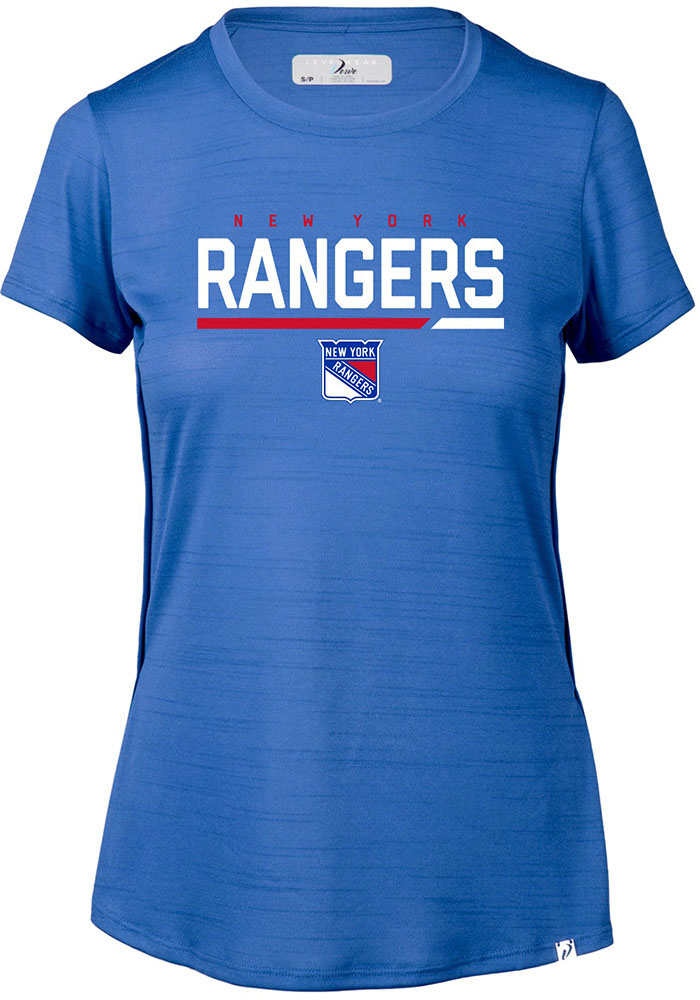 Levelwear New York Rangers Womens Blue Lux SS Athleisure Tee, Blue, 100% POLYESTER, Size L