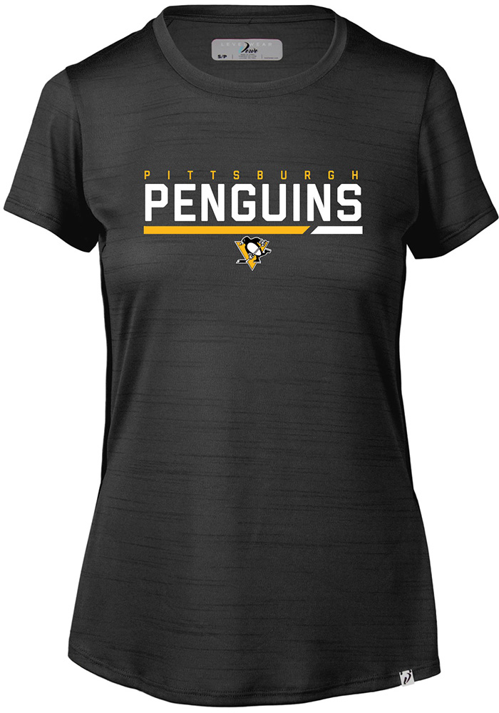 Levelwear Pittsburgh Penguins Womens Black Lux SS Athleisure Tee, Black, 100% POLYESTER, Size XS