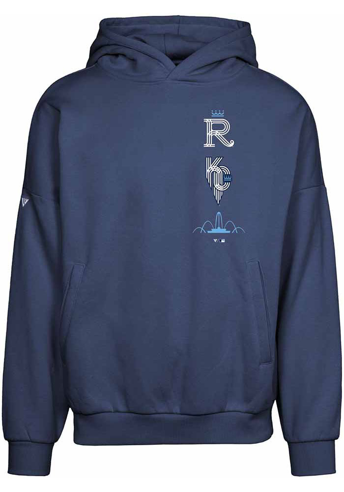 Levelwear Kansas City Royals Mens Navy Blue City Connect Contact Long Sleeve Hoodie, Navy Blue, 80% COTTON / 20% POLYESTER, Size M