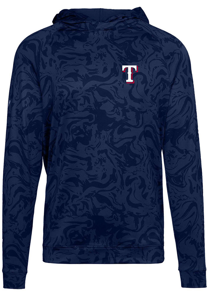 Levelwear Texas Rangers Mens Navy Blue Highlite Long Sleeve Hoodie, Navy Blue, 91% Poly/ 9% Span, Size L