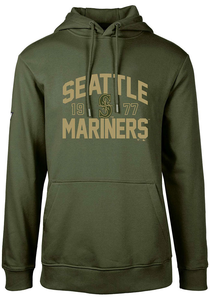 Levelwear Seattle Mariners Mens Green Podium Long Sleeve Hoodie, Green, 80% COTTON / 20% POLYESTER, Size S