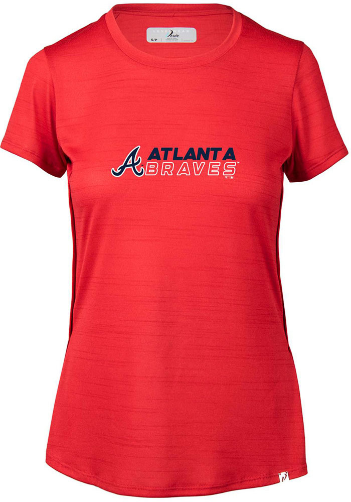 Levelwear Atlanta Braves Womens Red Lux SS Athleisure Tee, Red, 100% POLYESTER, Size M