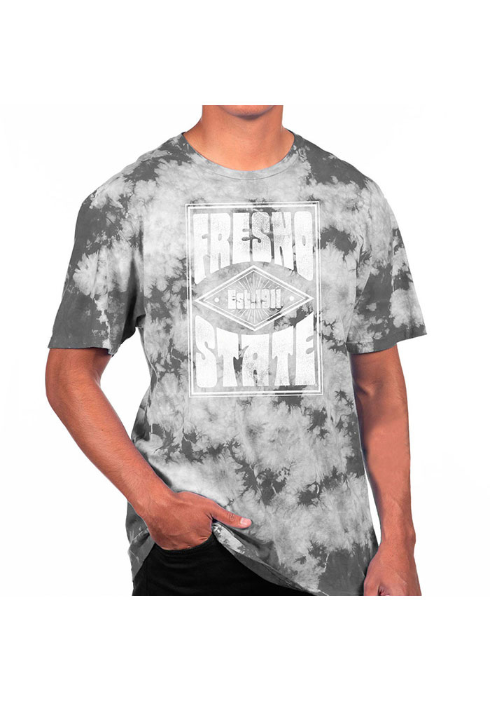 Uscape Fresno State Bulldogs Black Crystal Tie Dye Short Sleeve T Shirt, Black, 100% COTTON, Size S