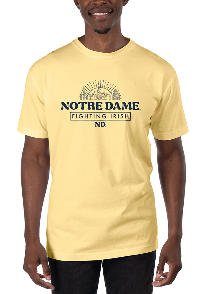 Uscape Notre Dame Fighting Irish Yellow Garment Dyed Short Sleeve T Shirt, Yellow, 100% COTTON, Size M