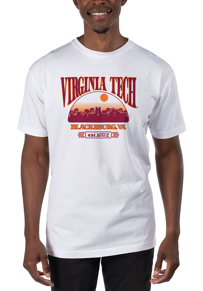 Uscape Virginia Tech Hokies White Garment Dyed Short Sleeve T Shirt, White, 100% COTTON, Size M