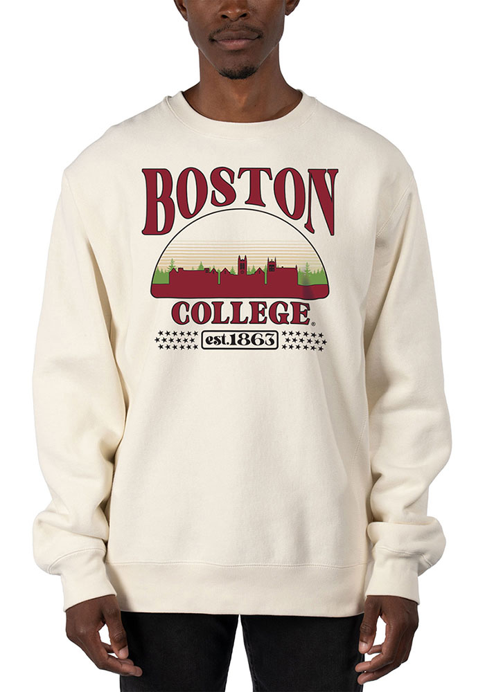 Uscape Boston College Eagles Mens White Heavyweight Long Sleeve Crew Sweatshirt, White, 80% COTTON / 20% POLYESTER, Size XS