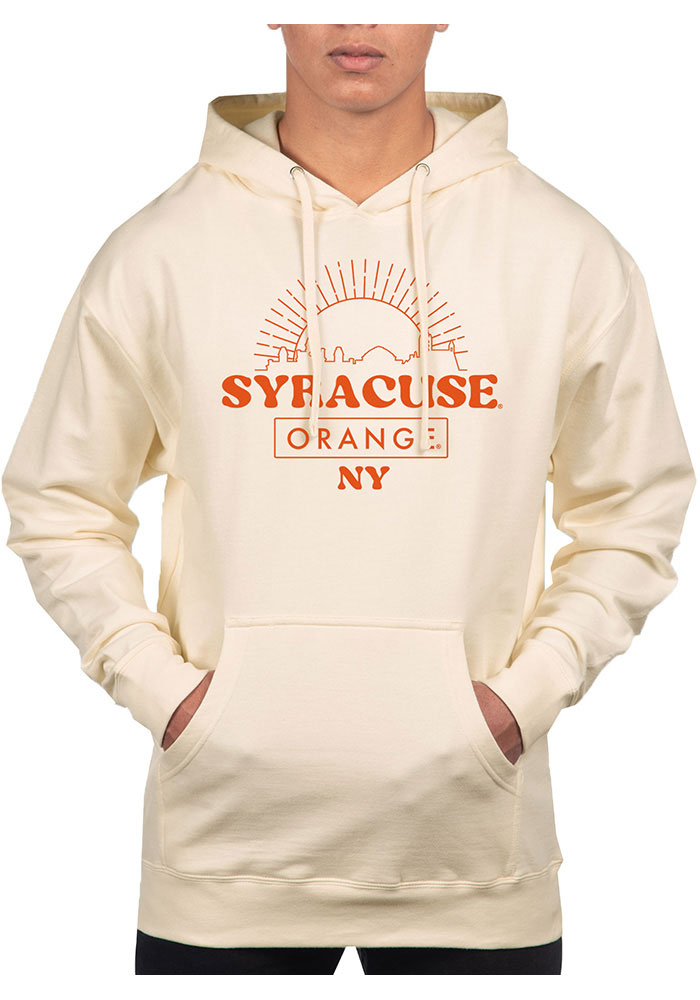 Uscape Syracuse Orange Mens White Pullover Long Sleeve Hoodie, White, 80% COTTON / 20% POLYESTER, Size M