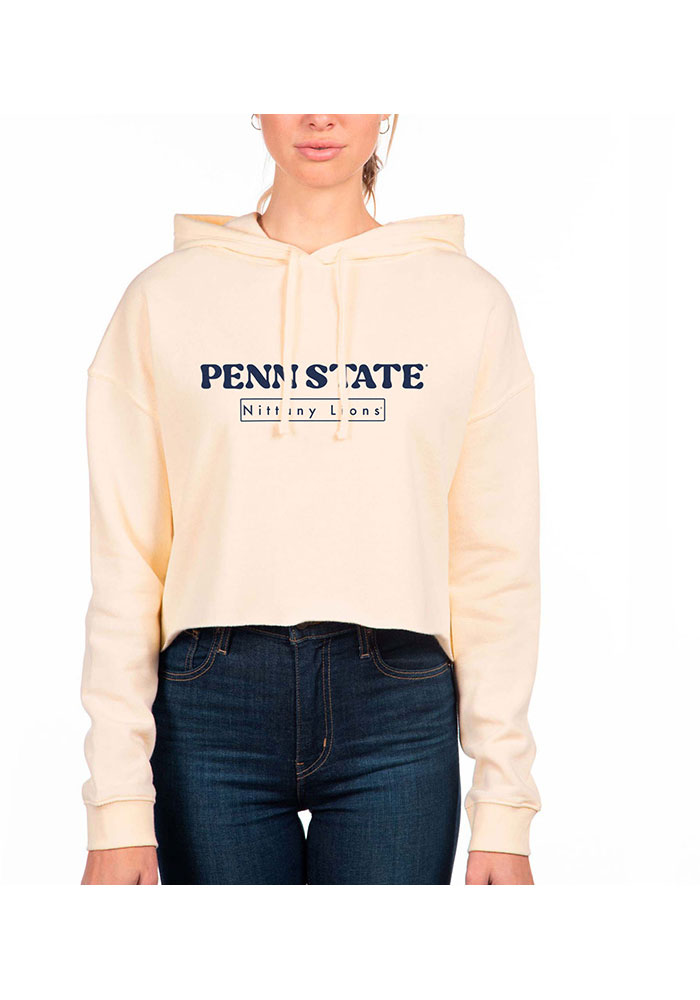 Uscape Penn State Nittany Lions Womens White Crop Hooded Sweatshirt, White, 80% COTTON / 20% POLYESTER, Size XS