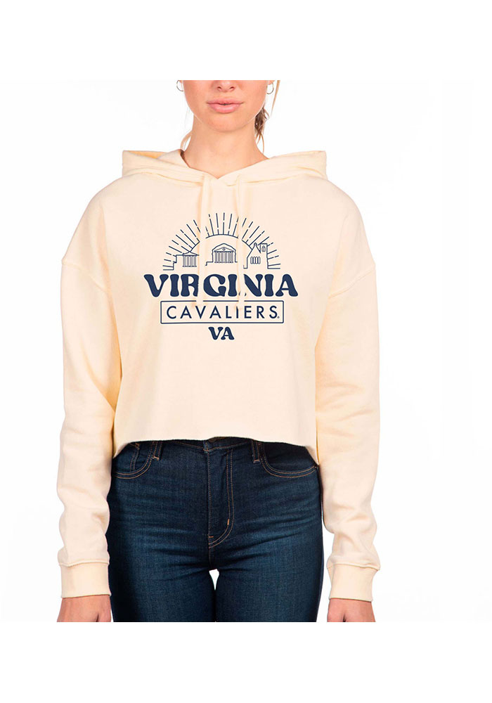 Uscape Virginia Cavaliers Womens White Crop Hooded Sweatshirt, White, 80% COTTON / 20% POLYESTER, Size M