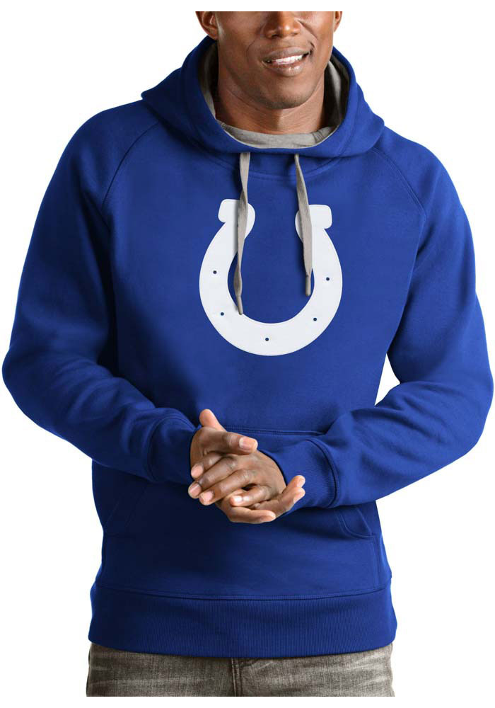 Antigua Indianapolis Colts Mens Blue Victory Long Sleeve Hoodie, Blue, 65% COTTON / 35% POLYESTER, Size XL