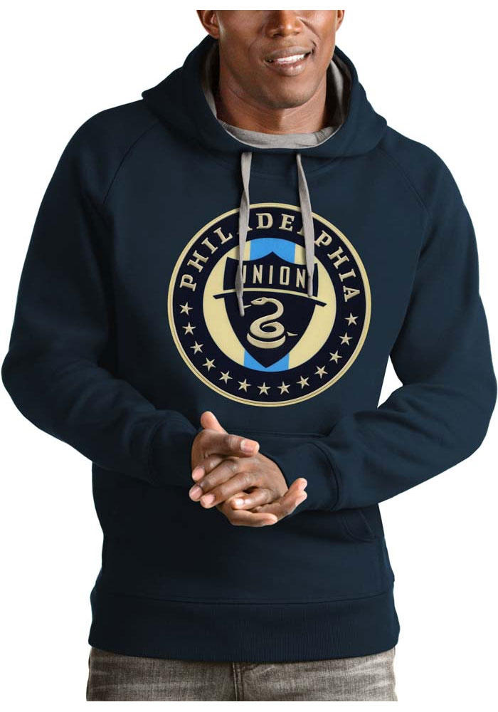 Antigua Philadelphia Union Mens Navy Blue Victory Long Sleeve Hoodie, Navy Blue, 65% COTTON / 35% POLYESTER, Size XL