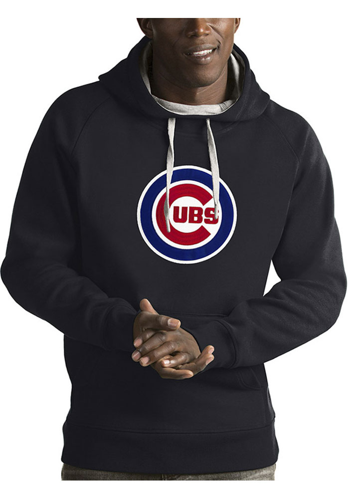 Antigua Chicago Cubs Mens Charcoal Victory Long Sleeve Hoodie, Charcoal, 52% COT / 48% POLY, Size S