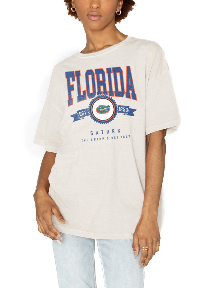 Gameday Couture Florida Gators Womens Ivory Oversized Vintage Short Sleeve T-Shirt, Ivory, 100% COTTON, Size XL