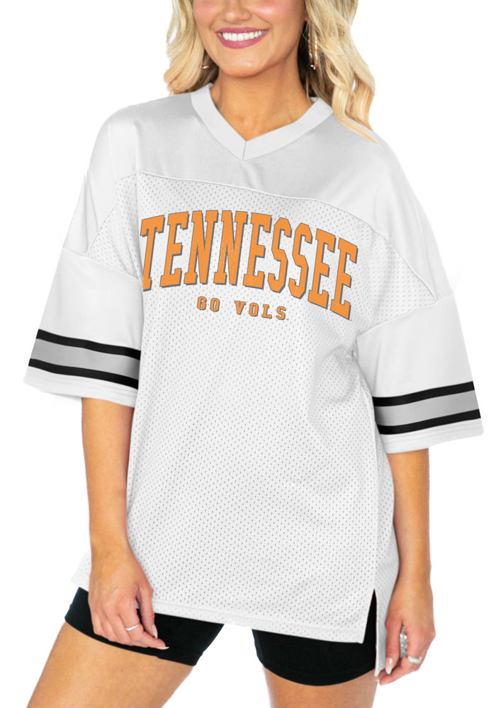 Tennessee Volunteers Womens Gameday Couture Oversized Bling Fashion Football Jersey - White, White, 100% POLYESTER, Size XL