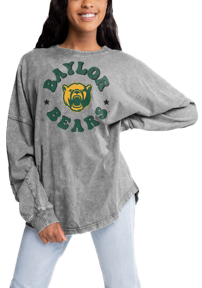 Gameday Couture Baylor Bears Womens Grey Faded Wash LS Tee, Grey, 100% COTTON, Size XL