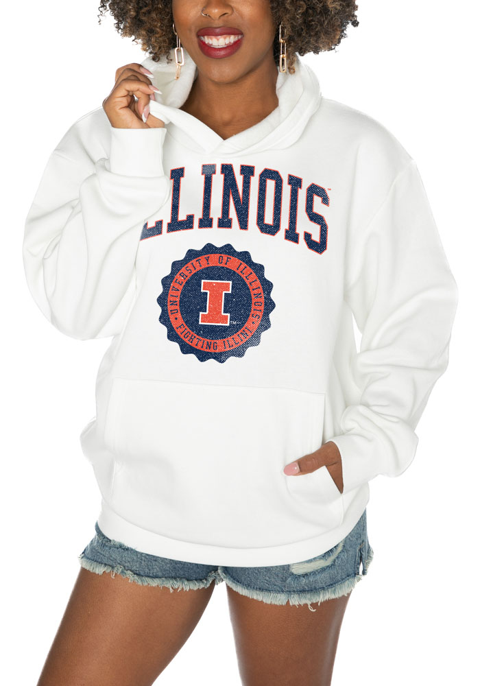 Gameday Couture Illinois Fighting Illini Womens White Premium Fleece Hooded Sweatshirt, White, 60% COT/40% POLY, Size XL