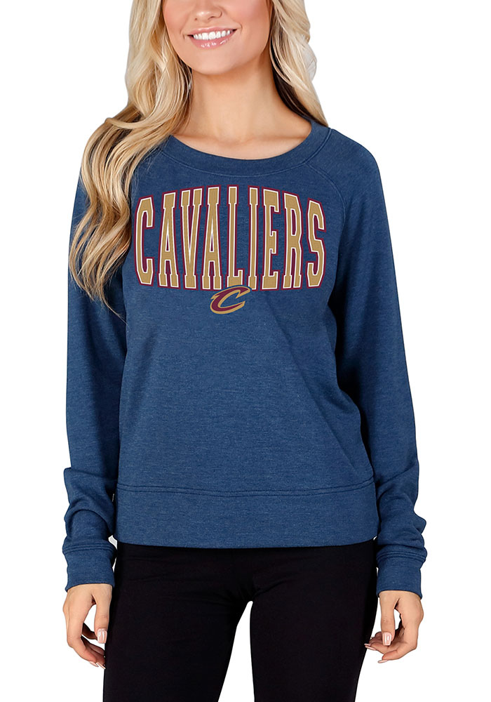 Concepts Sport Cleveland Cavaliers Womens Navy Blue Mainstream Crew Sweatshirt, Navy Blue, 50% POLYESTER / 40% COTTON / 10% RAYON, Size XL