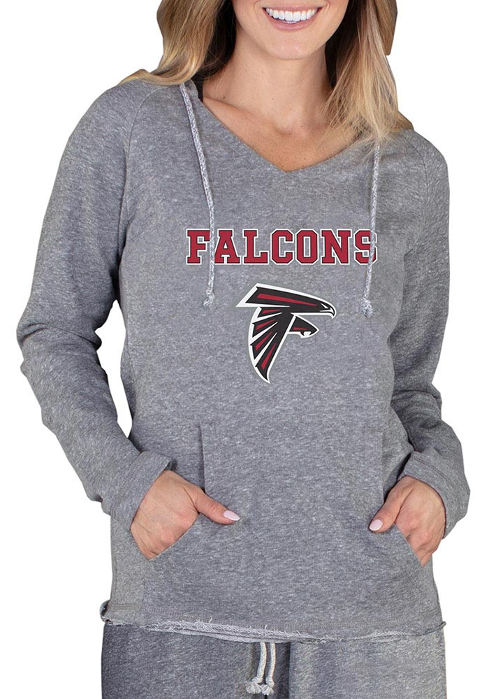 Concepts Sport Atlanta Falcons Womens Grey Mainstream Terry Hooded Sweatshirt, Grey, 50 POLY/38 COT/12 RAY, Size XL