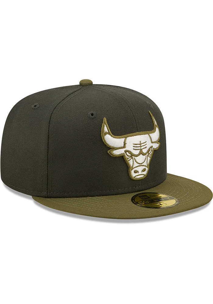 New Era Chicago Bulls Mens Green 2T Color Pack 59FIFTY Fitted Hat, Green, POLYESTER, Size 8