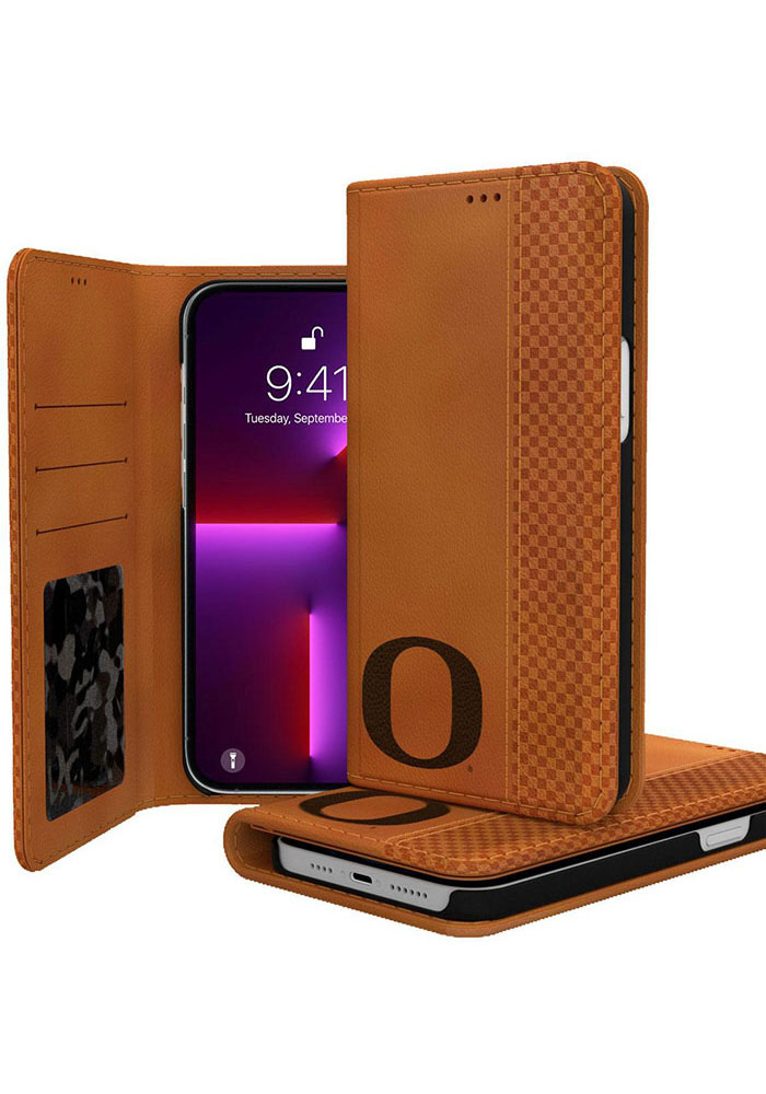 Oregon Ducks iPhone Woodburned Folio Phone Cover, Brown