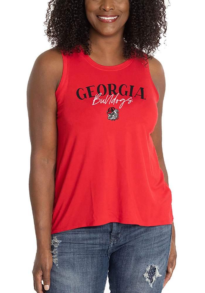 Georgia Bulldogs Womens Red High Neck Tank Top, Red, 95% RAYON / 5% SPANDEX, Size M